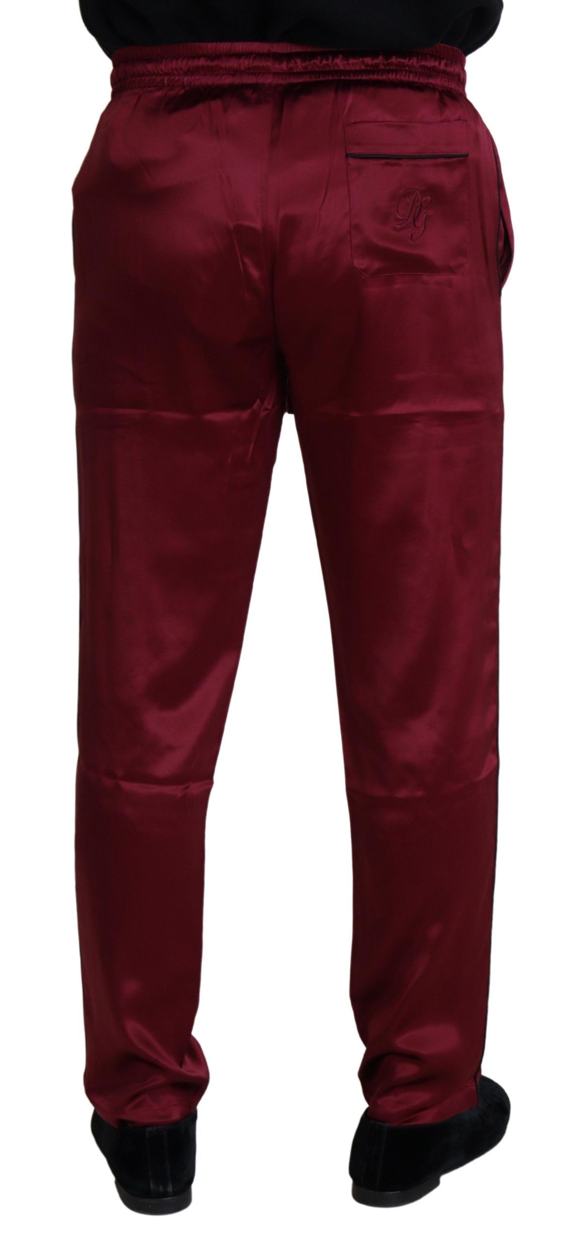 Pantalon de détente Dolce &amp; Gabbana en soie bordeaux DG Sleep