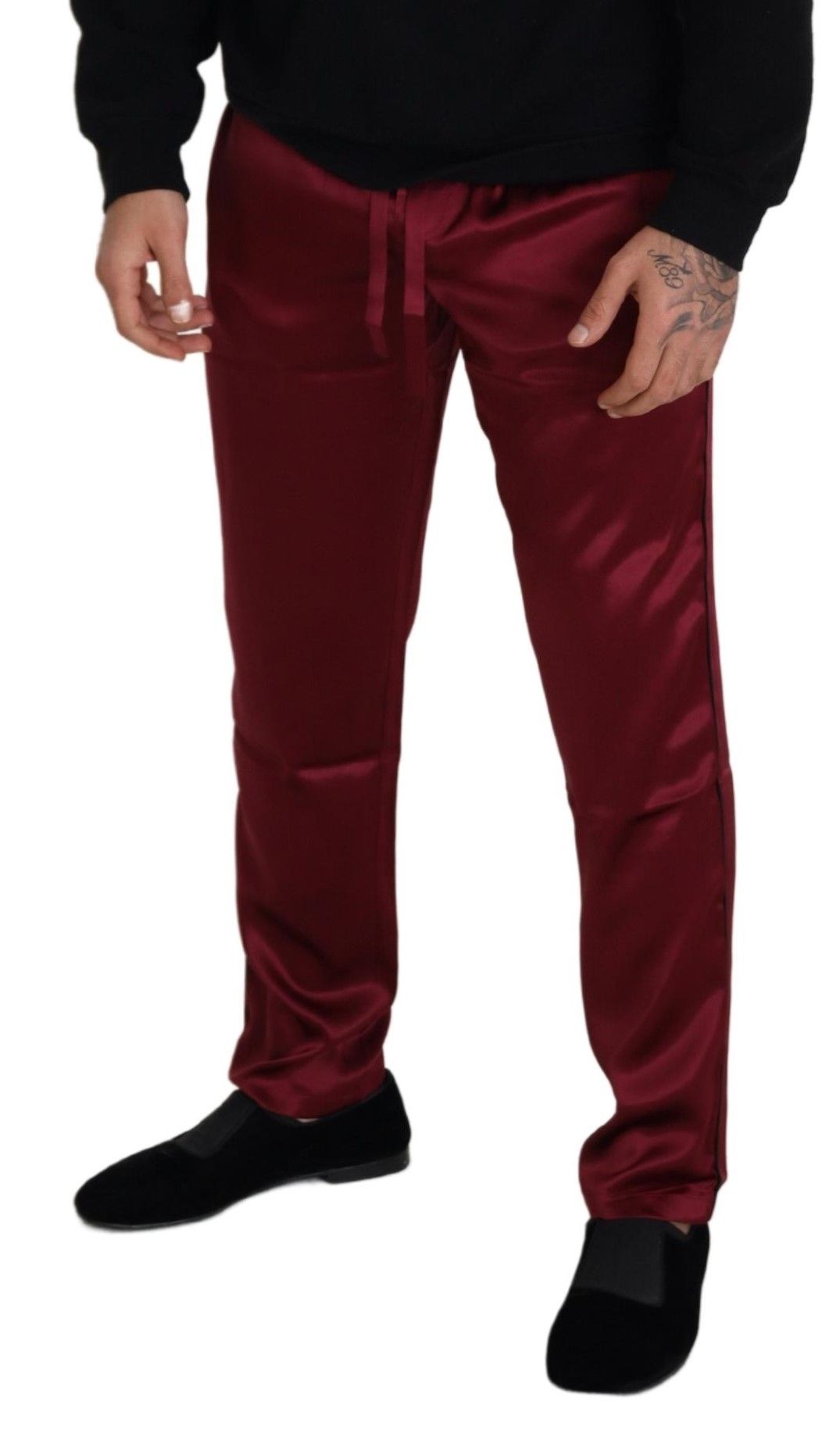 Pantalon de détente Dolce &amp; Gabbana en soie bordeaux DG Sleep