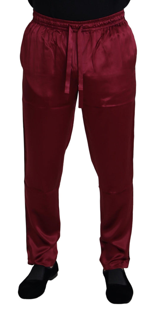 Pantalon de détente Dolce &amp; Gabbana en soie bordeaux DG Sleep