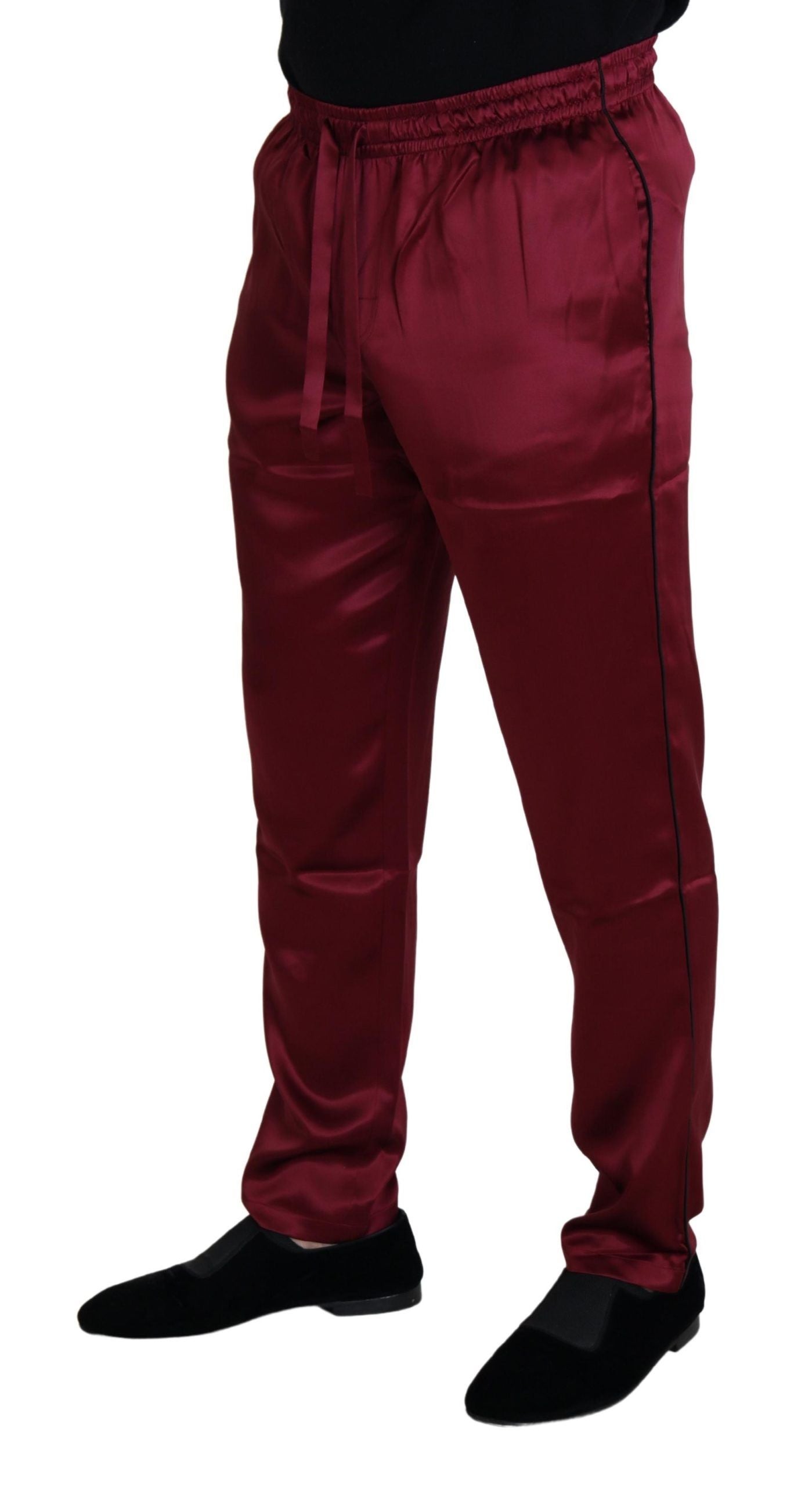 Pantalon de détente Dolce &amp; Gabbana en soie bordeaux DG Sleep