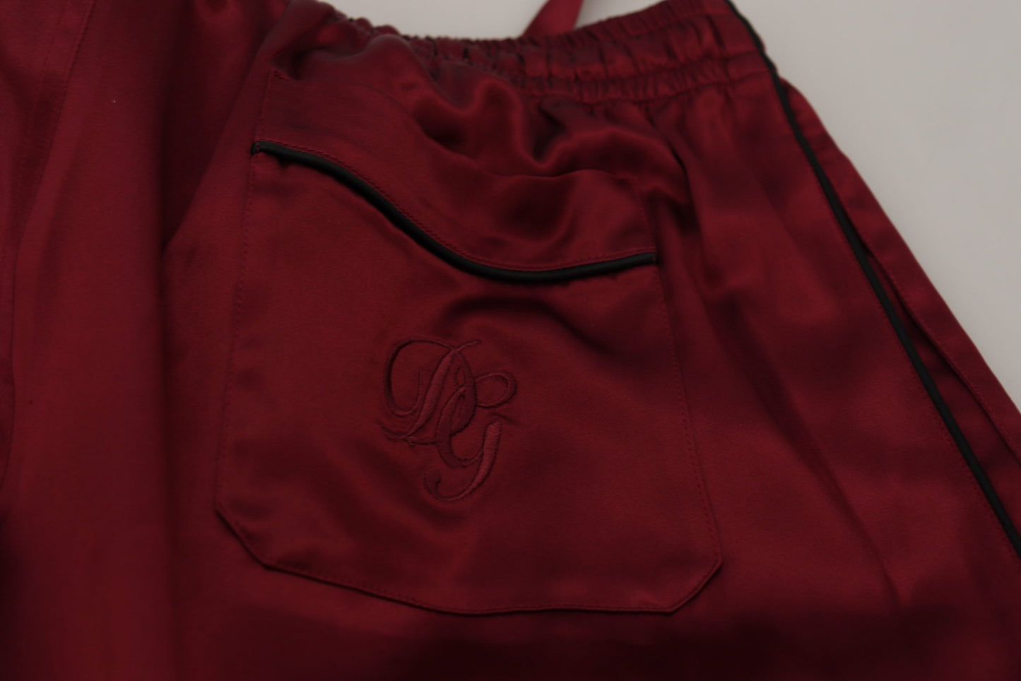 Pantalon de détente Dolce &amp; Gabbana en soie bordeaux DG Sleep