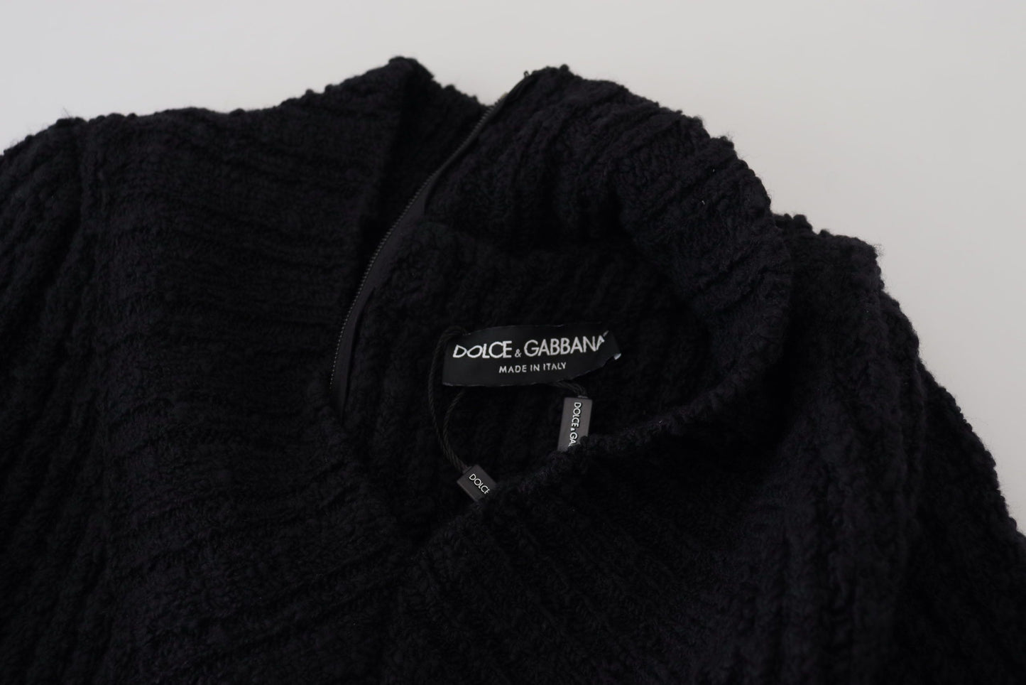 Dolce &amp; Gabbana Robe pull fourreau en laine noire tricotée