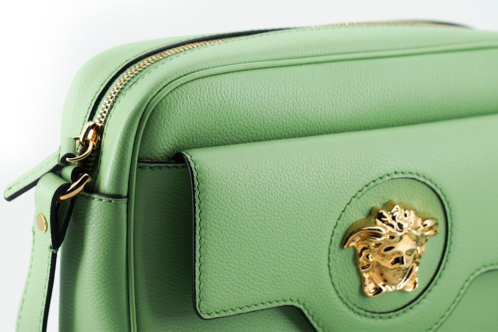 Versace Sac bandoulière en cuir de veau vert menthe