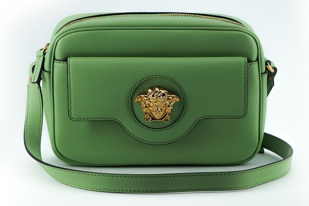 Versace Sac bandoulière en cuir de veau vert menthe