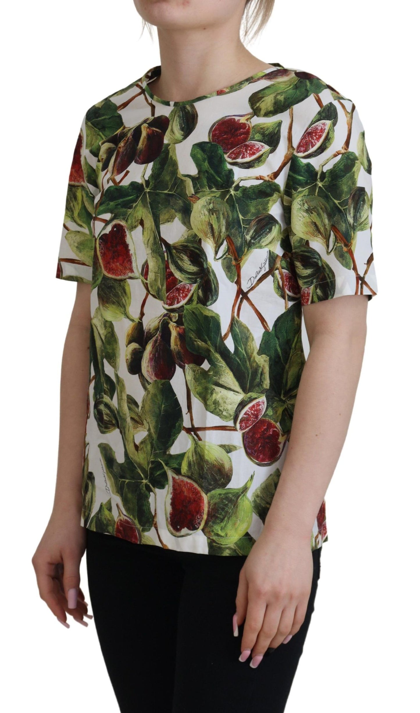 Dolce &amp; Gabbana Rundhals-Baumwolloberteil, Bluse, Obst-T-Shirt