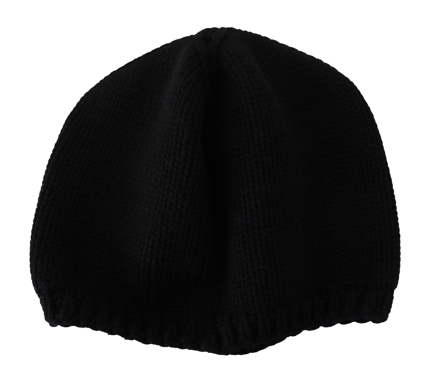 Dolce &amp; Gabbana Bonnet d'hiver tricoté en laine vierge noire pour femme