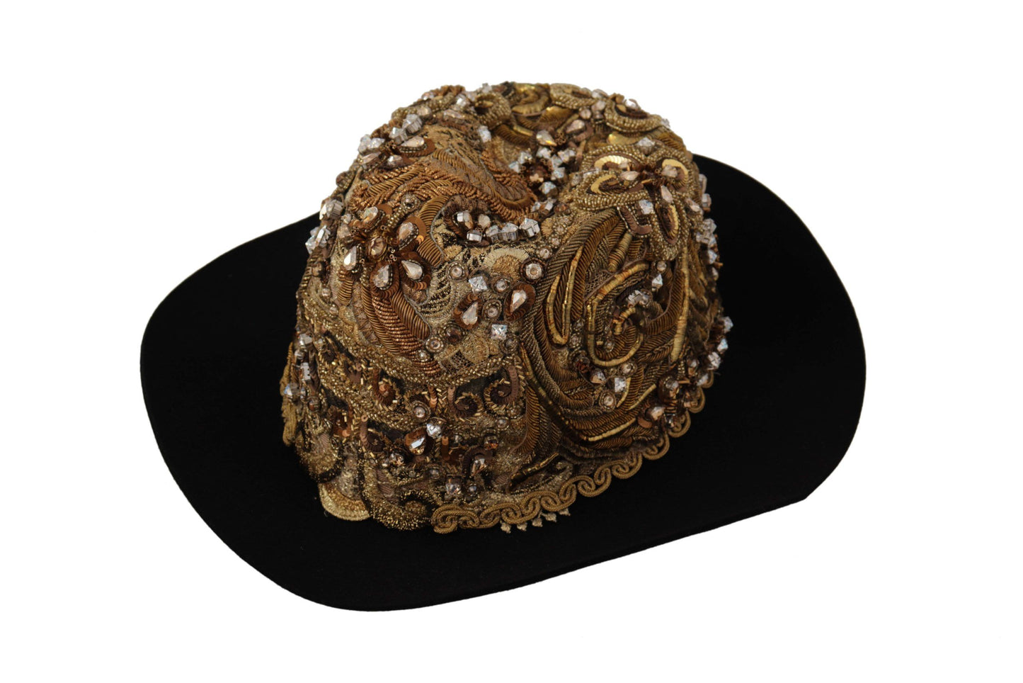 Chapeau Fedora brodé de strass et de cristaux ornés d'or Dolce &amp; Gabbana