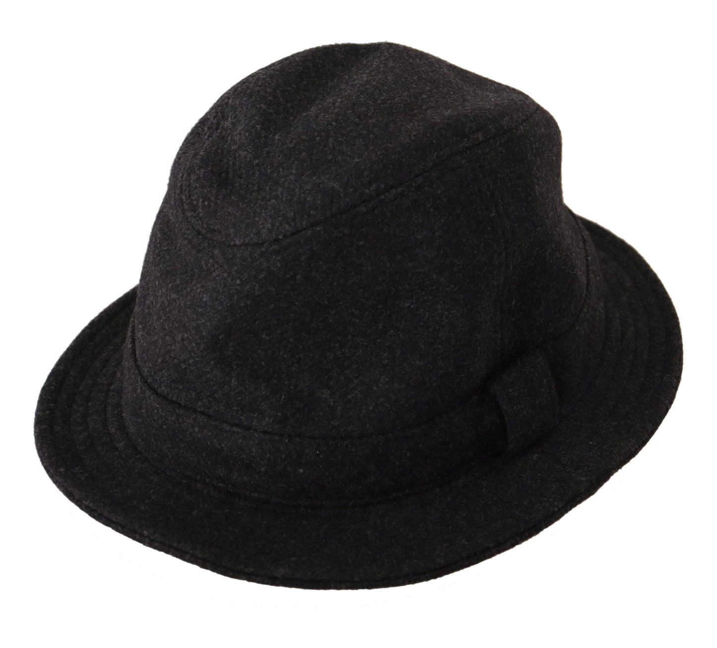 Dolce &amp; Gabbana Grauer Fedora-Trilby-Cappello-Hut aus Schurwolle mit Logo