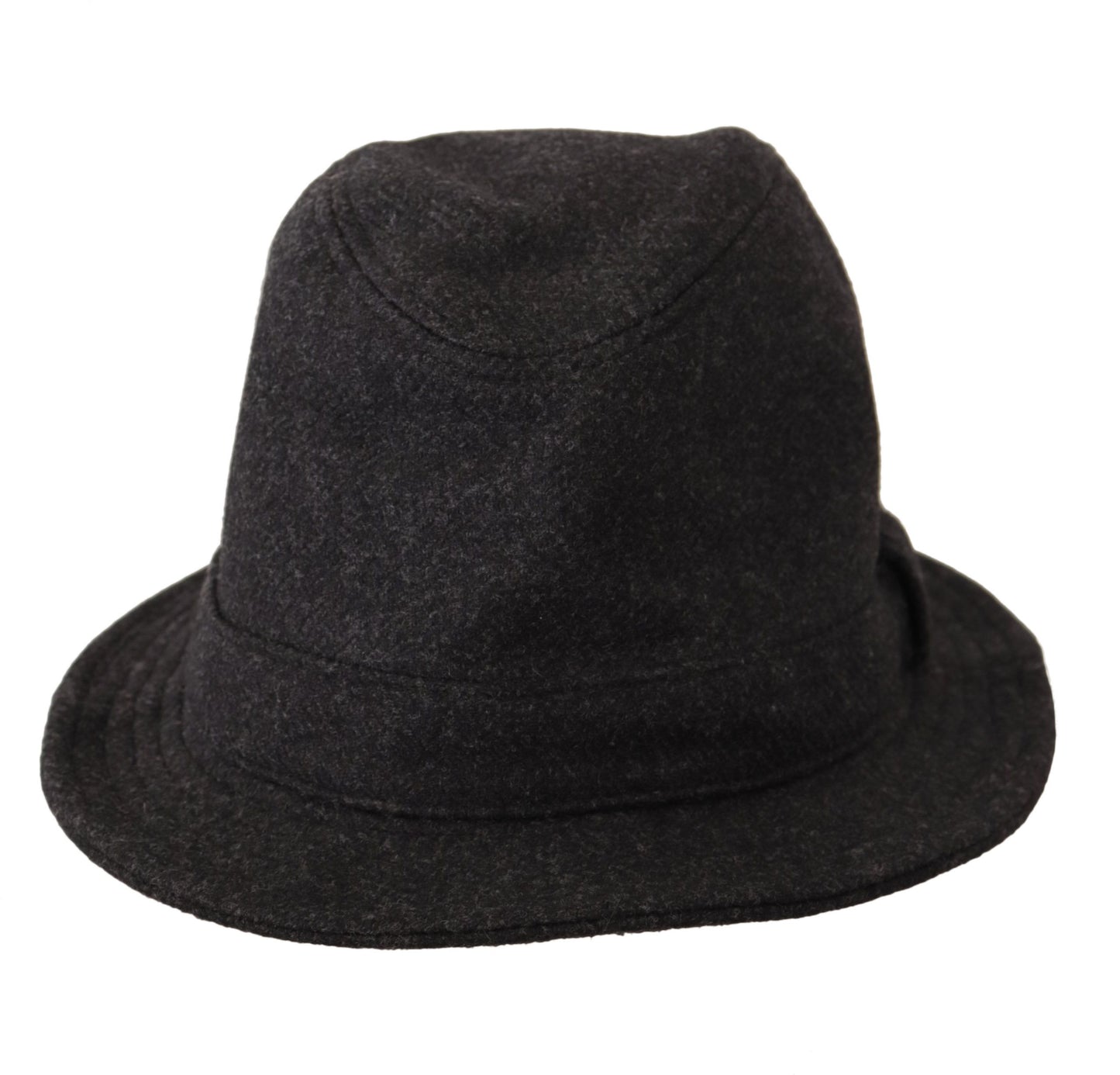 Dolce &amp; Gabbana Grauer Fedora-Trilby-Cappello-Hut aus Schurwolle mit Logo