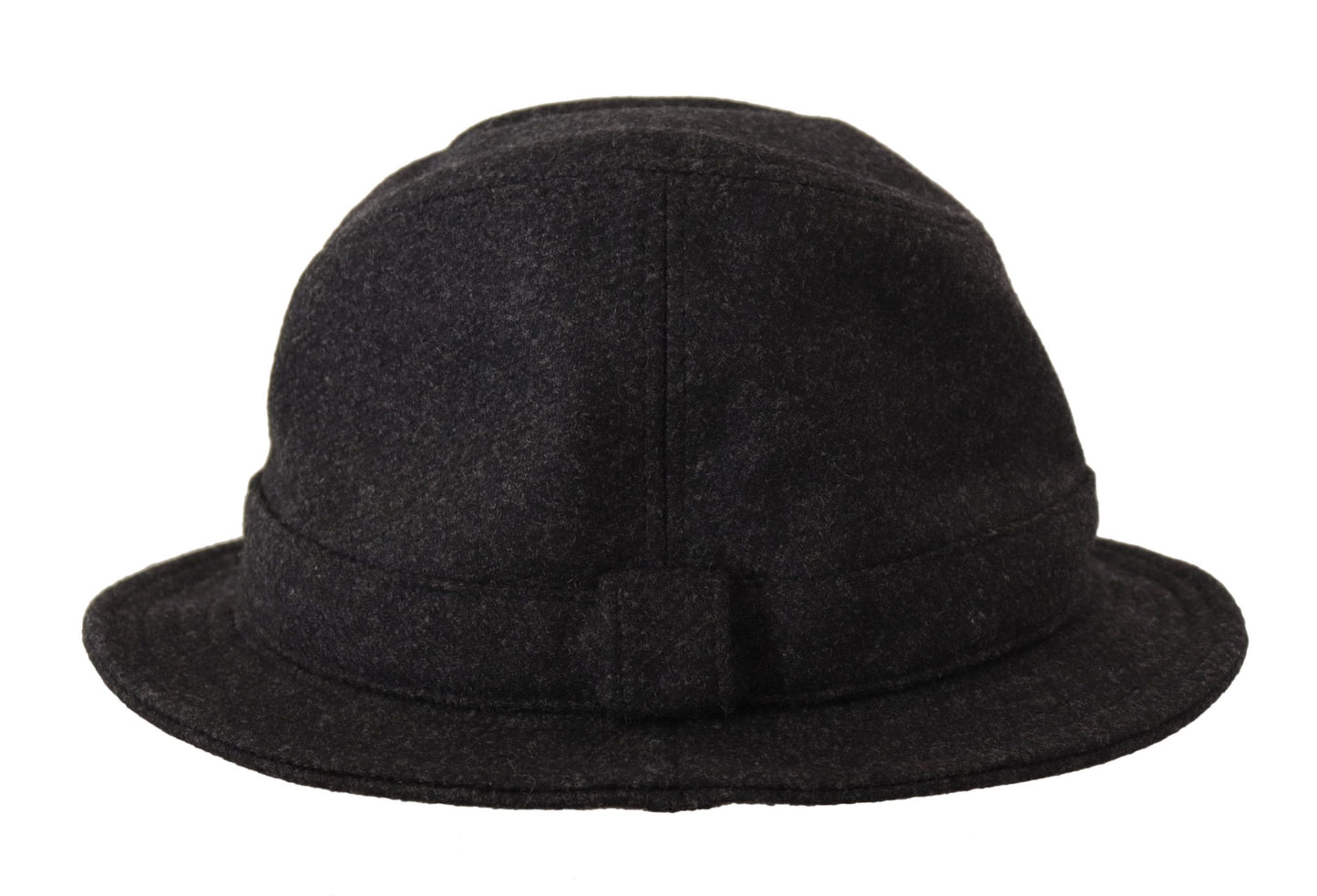 Dolce &amp; Gabbana Grauer Fedora-Trilby-Cappello-Hut aus Schurwolle mit Logo