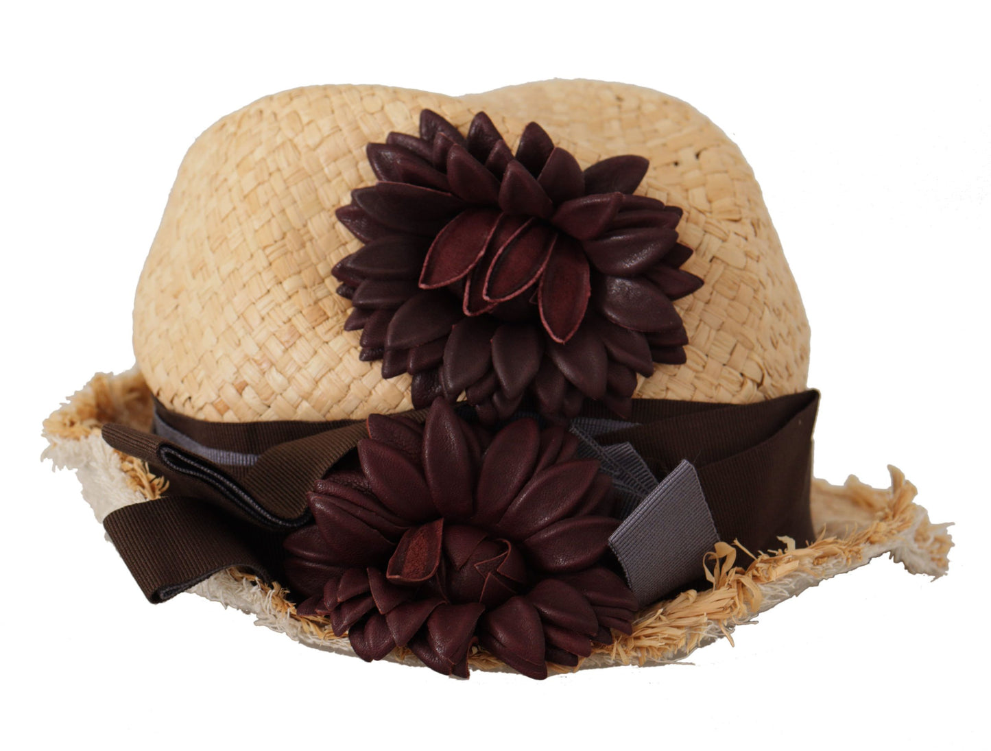 Chapeau de paille orné de fleurs de ruban jaune Dolce &amp; Gabbana