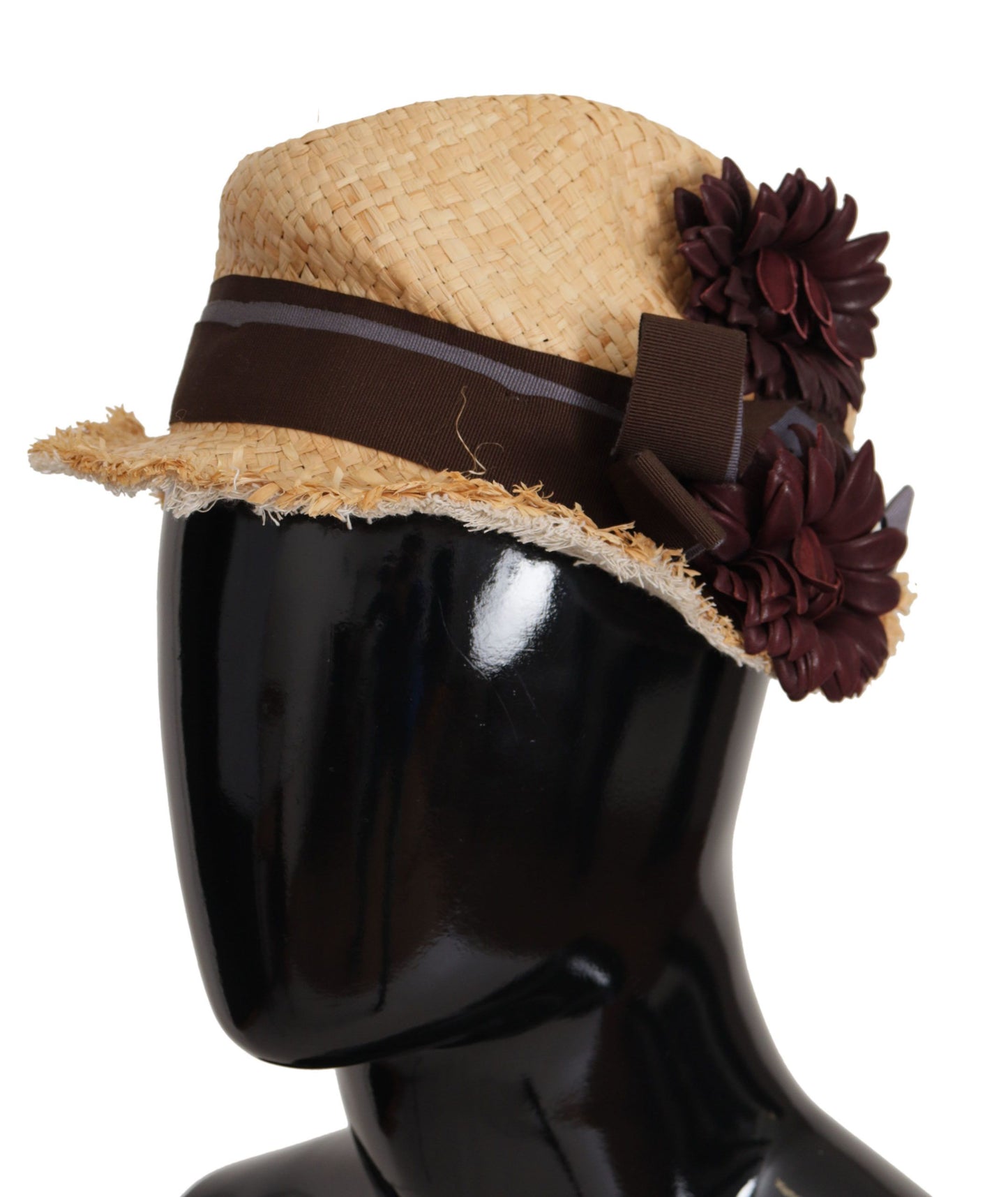 Chapeau de paille orné de fleurs de ruban jaune Dolce &amp; Gabbana