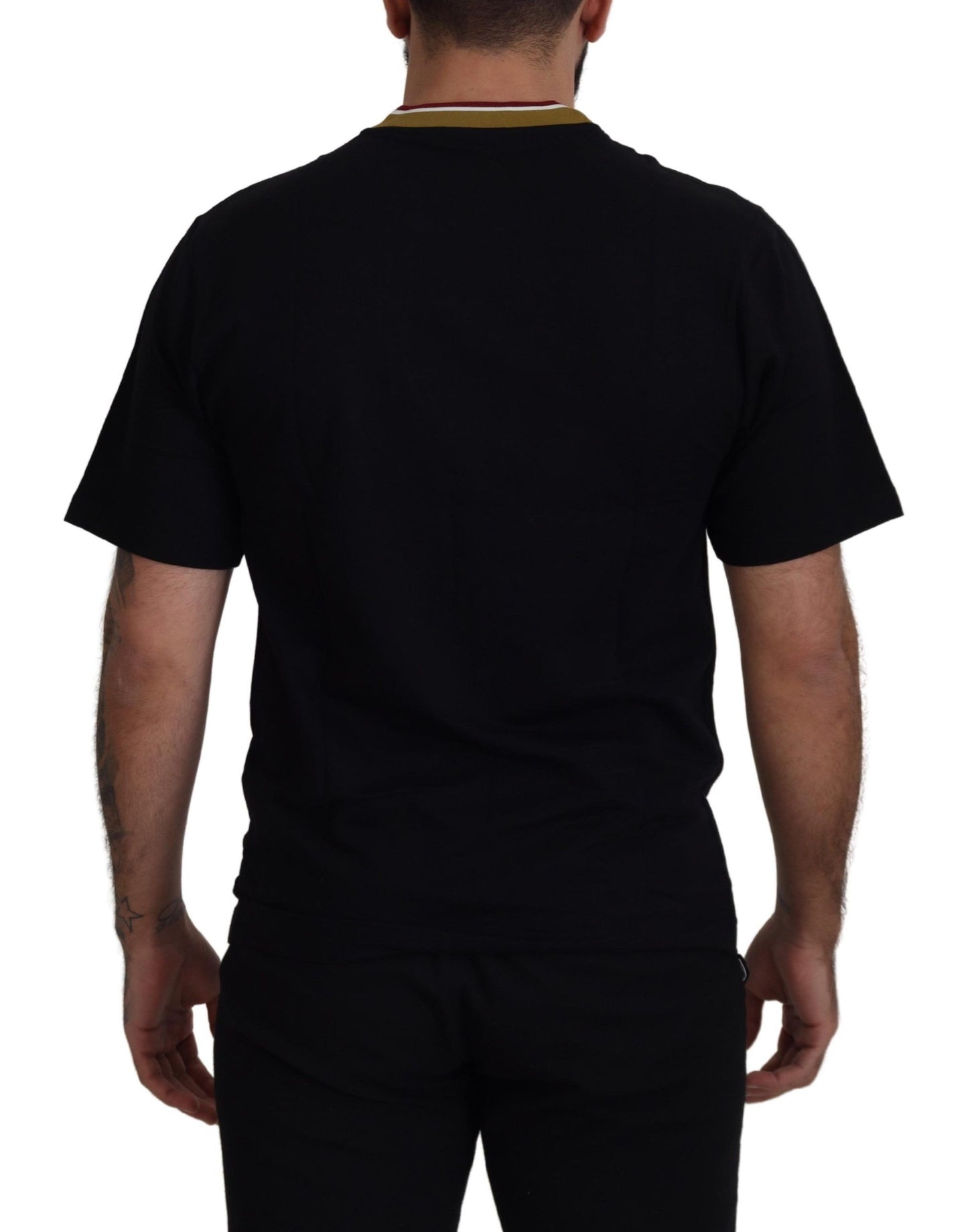 Dolce &amp; Gabbana T-shirt à col rond brodé en coton noir