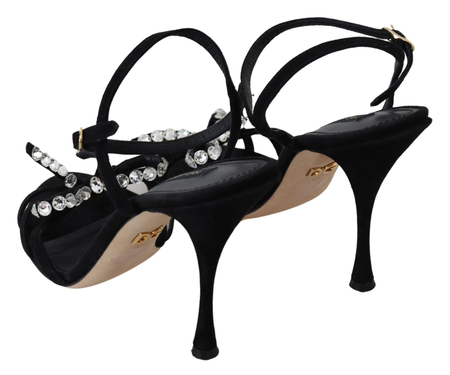 Dolce &amp; Gabbana Chaussures à talons en daim noir avec cristaux