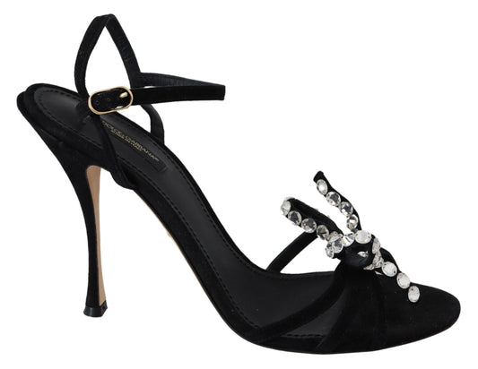 Dolce &amp; Gabbana Chaussures à talons en daim noir avec cristaux