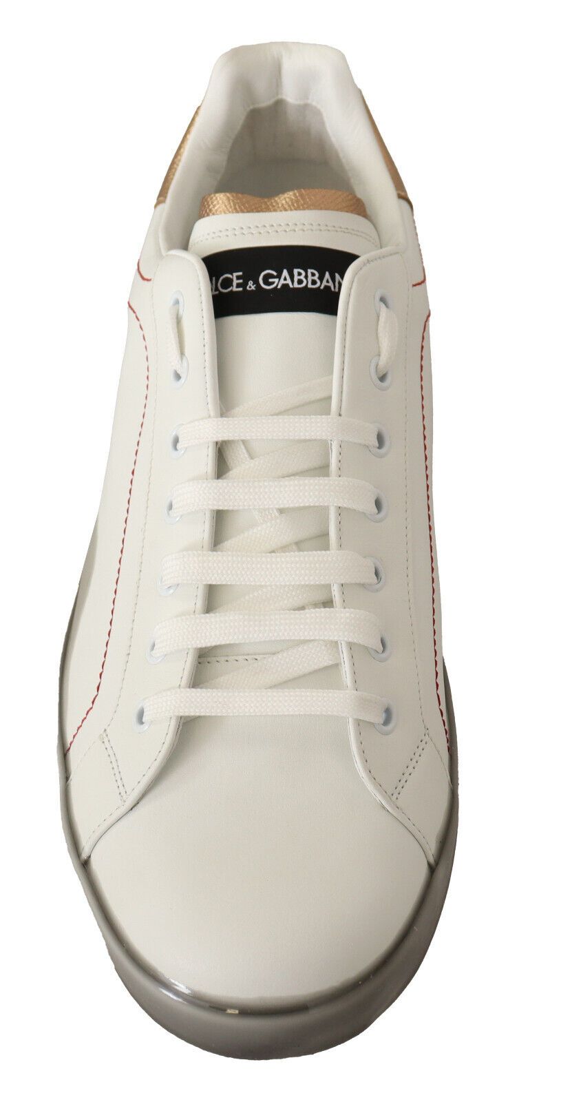 Dolce &amp; Gabbana Baskets basses en cuir doré blanc Chaussures décontractées