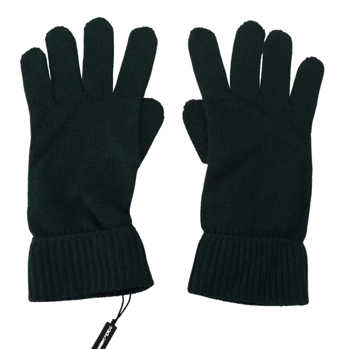 Gants tricotés en cachemire vert longueur poignet Dolce &amp; Gabbana