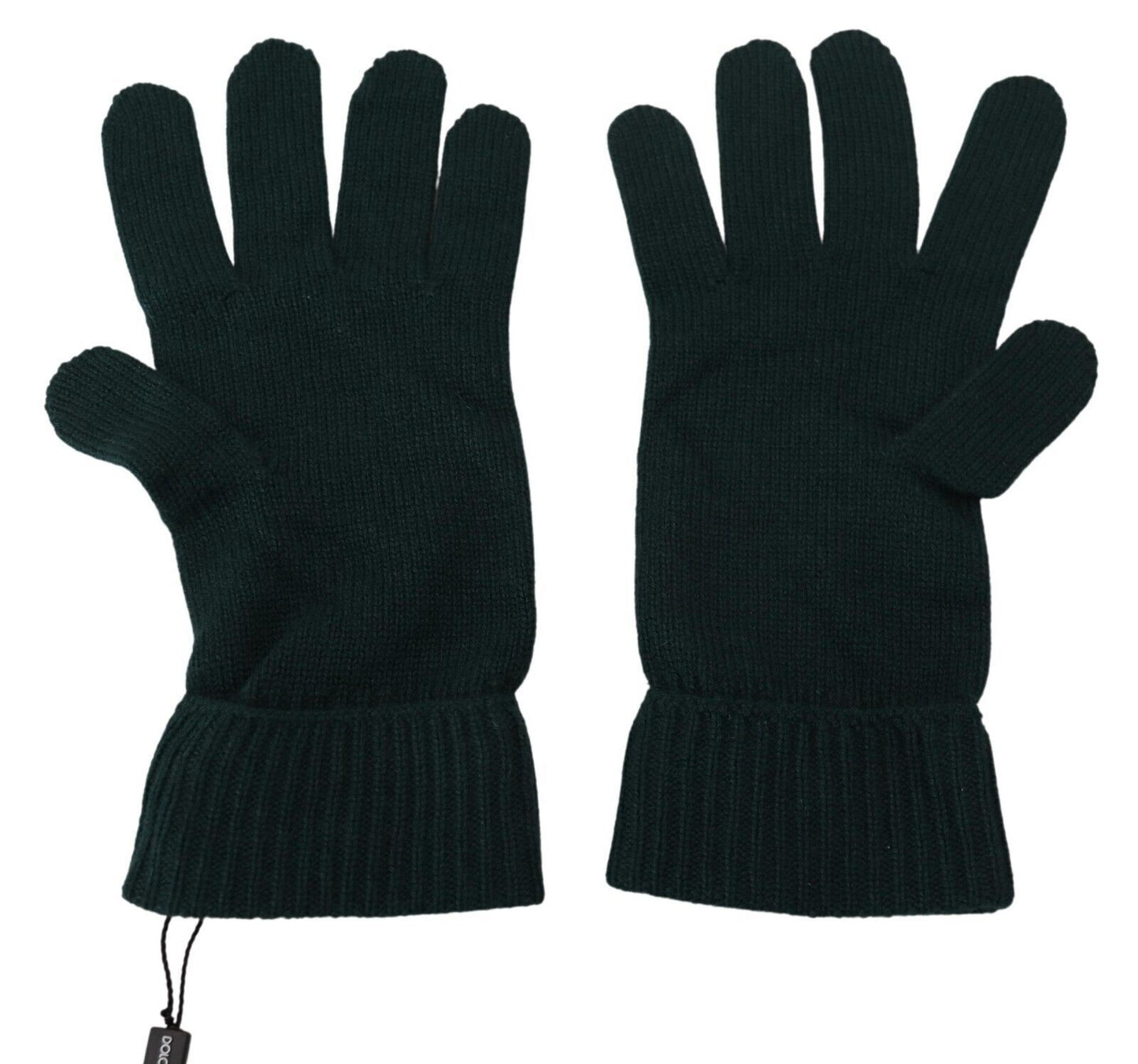 Gants tricotés en cachemire vert longueur poignet Dolce &amp; Gabbana