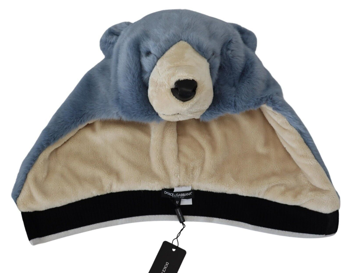 Dolce &amp; Gabbana Casquette entière en fourrure d'ours bleu taille unique en polyester