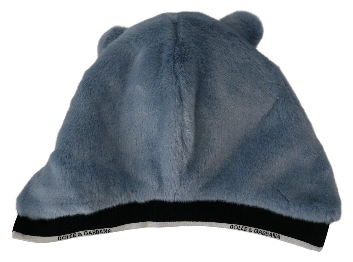 Dolce &amp; Gabbana Casquette entière en fourrure d'ours bleu taille unique en polyester