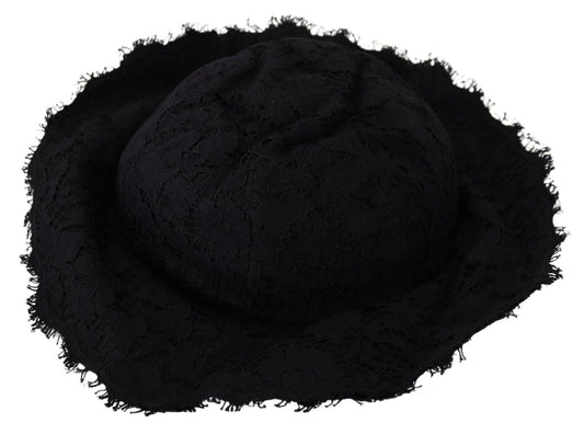 Dolce &amp; Gabbana Chapeau d'ombrage à large bord en coton noir