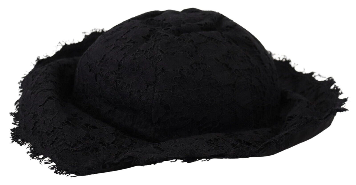 Dolce &amp; Gabbana Chapeau d'ombrage à large bord en coton noir