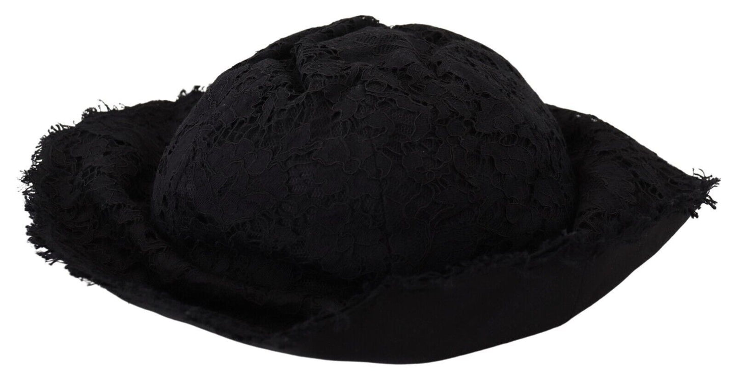 Dolce &amp; Gabbana Chapeau d'ombrage à large bord en coton noir