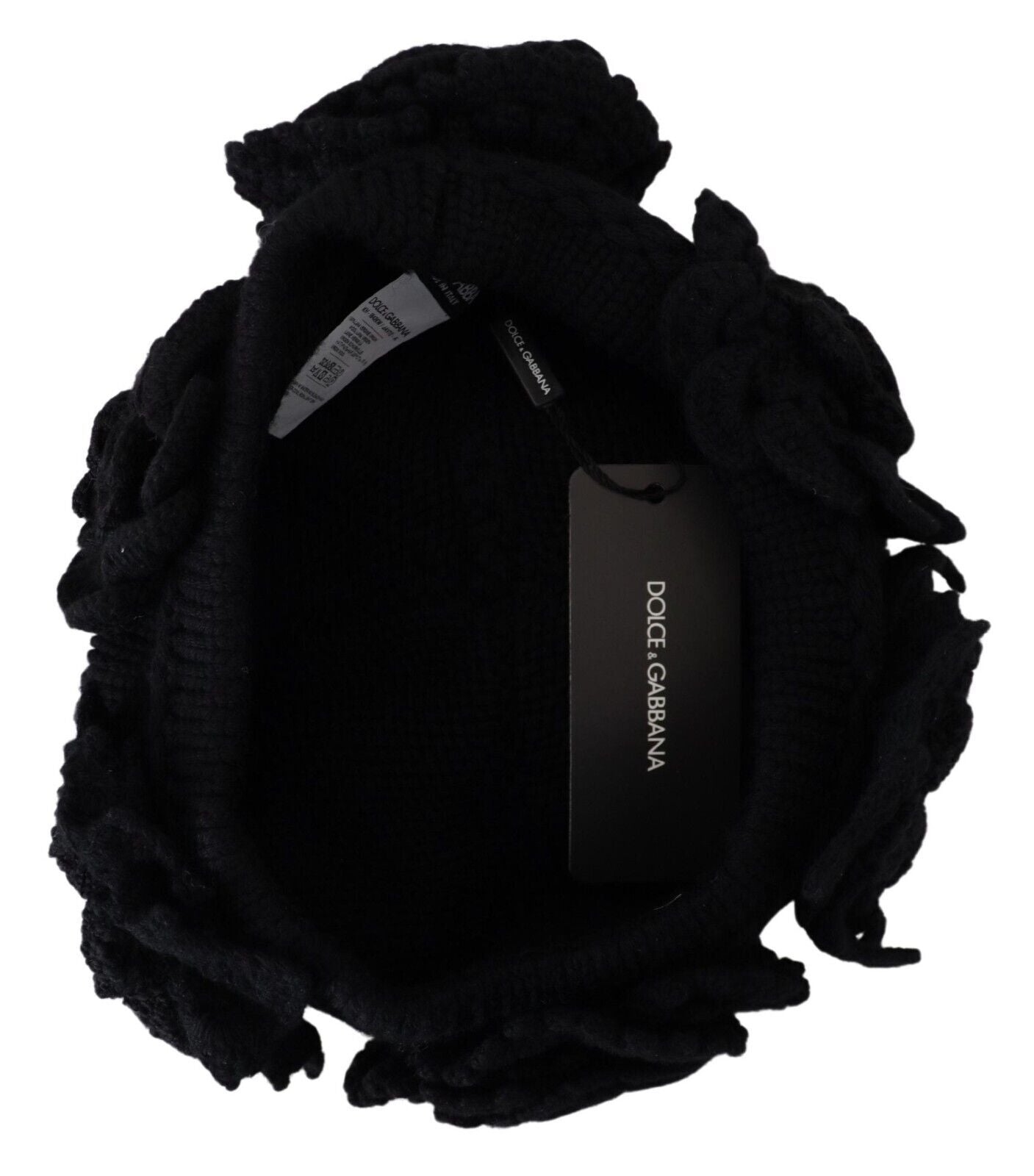 Bonnet d'hiver en tricot de laine noir Dolce &amp; Gabbana