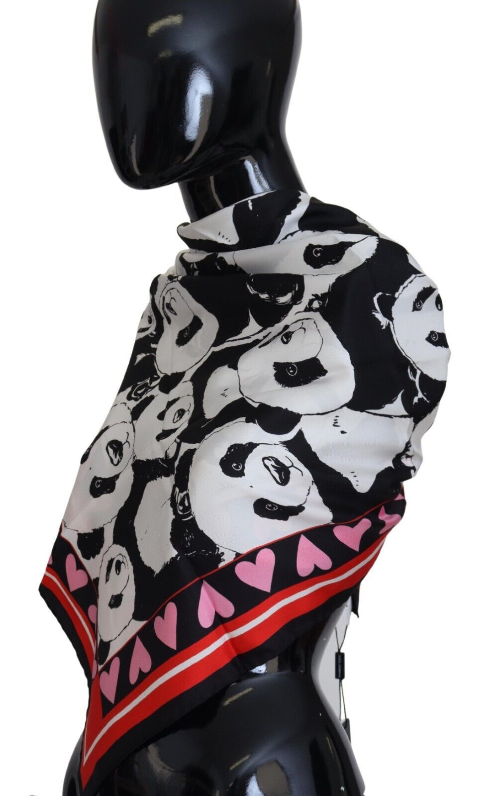 Dolce &amp; Gabbana Mehrfarbiger Seidenschal mit Panda-Print