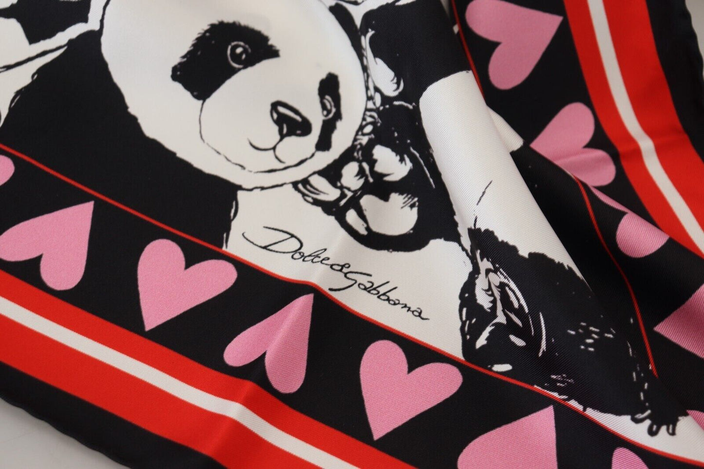 Dolce &amp; Gabbana Mehrfarbiger Seidenschal mit Panda-Print