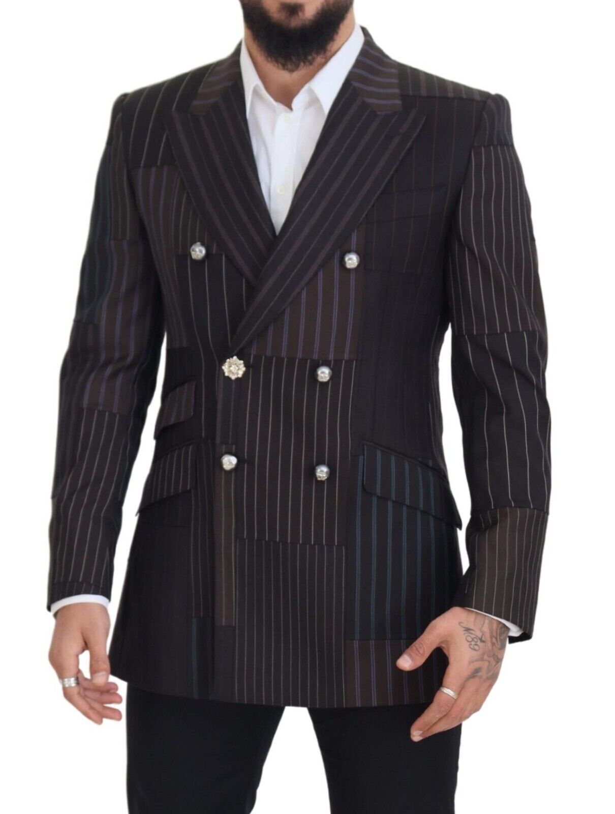 Dolce &amp; Gabbana Blazer SICILIA à rayures patchwork multicolores