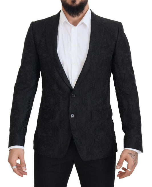 Dolce &amp; Gabbana Blazer MARTINI à simple boutonnage en jacquard fleuri noir