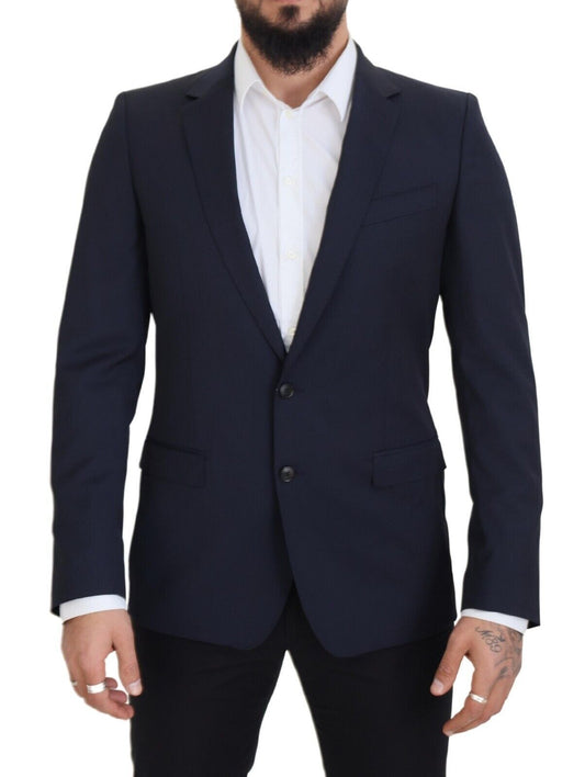 Dolce &amp; Gabbana Dunkelblauer einreihiger MARTINI-Blazer aus Wolle