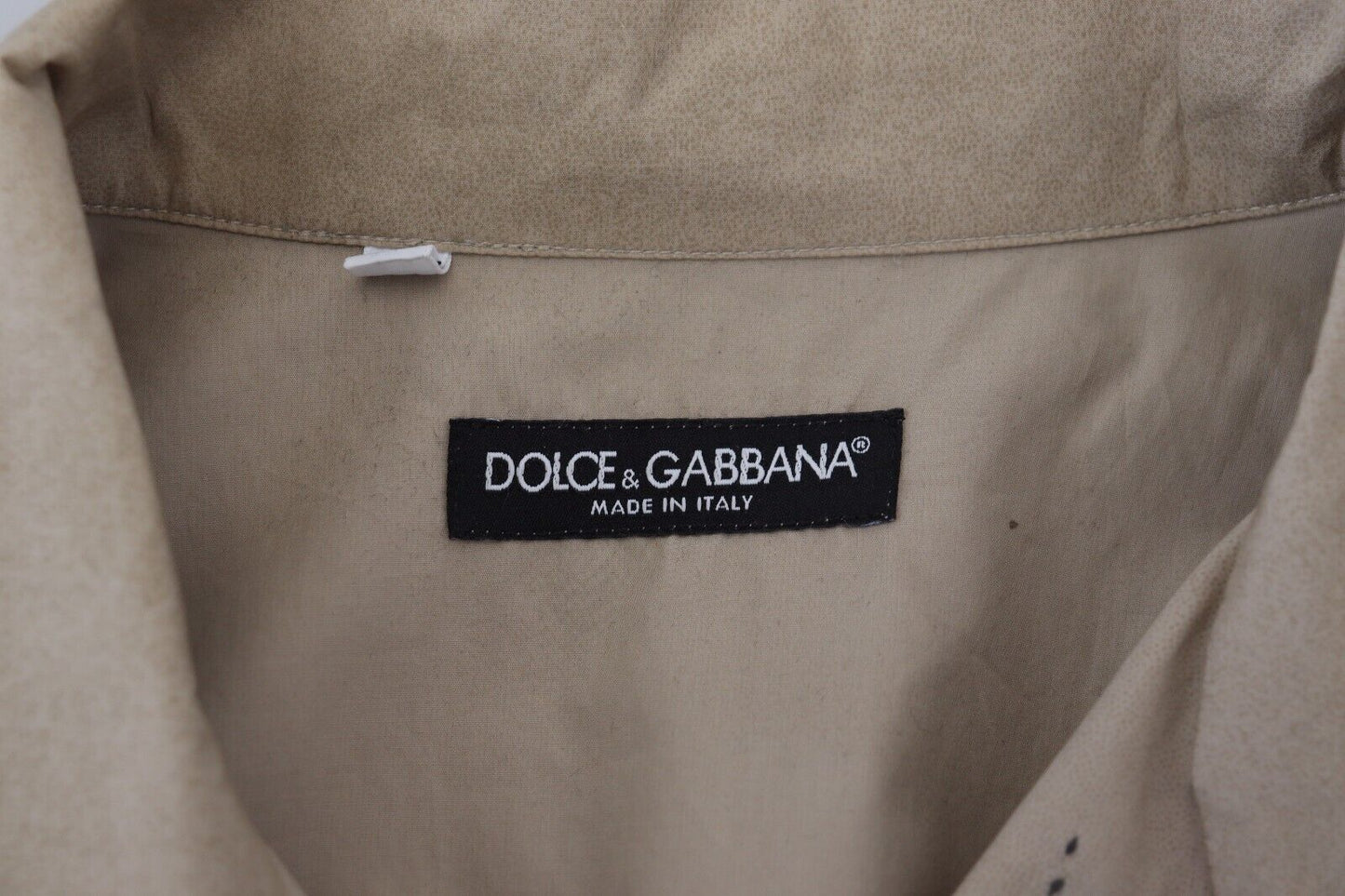 Dolce &amp; Gabbana Beige Camouflage-Baumwollhemd mit langen Ärmeln