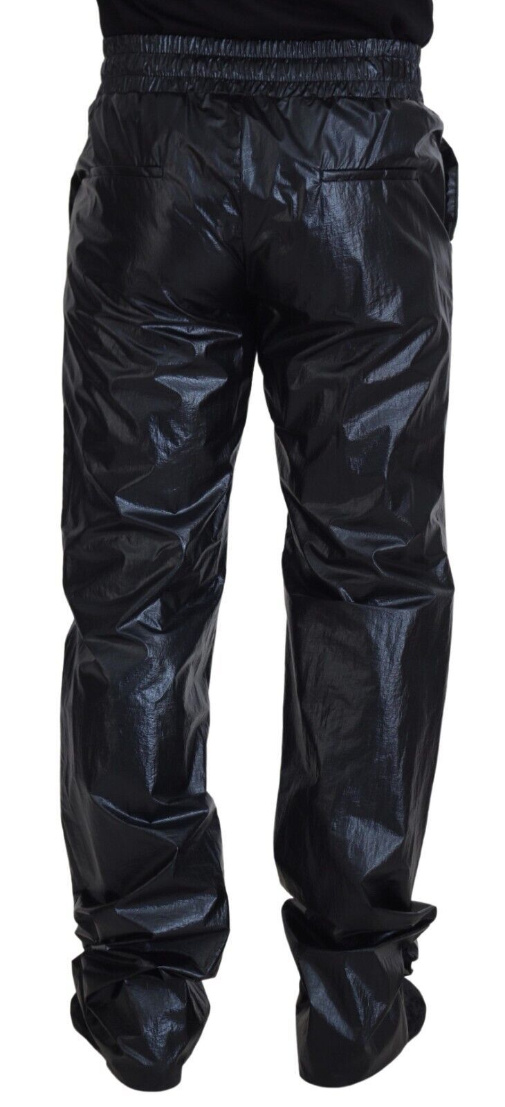 Dolce &amp; Gabbana Pantalon en nylon à cordon de serrage brillant noir