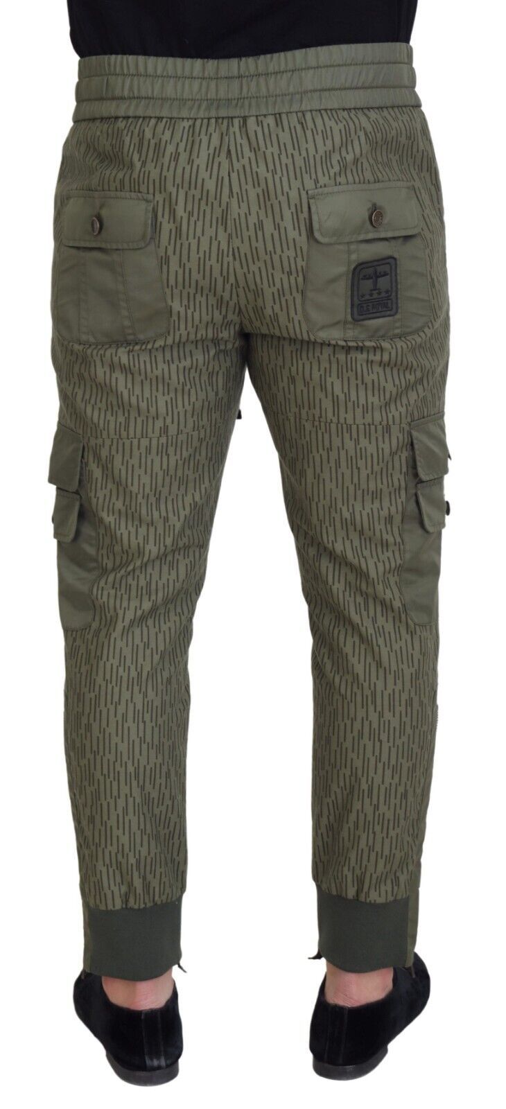 Dolce &amp; Gabbana Pantalon cargo à rayures vertes avec fermeture éclair pour homme