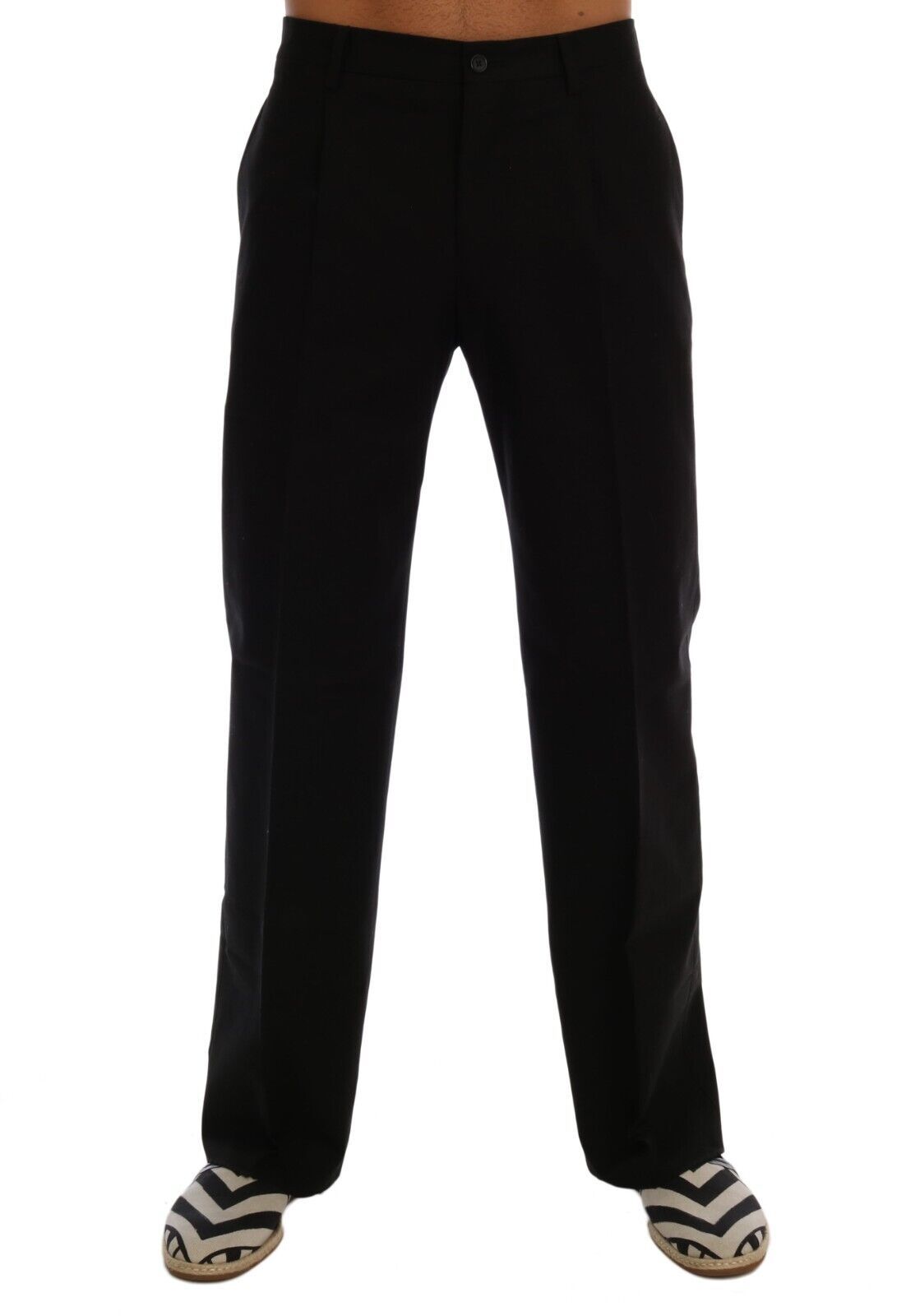 Dolce &amp; Gabbana Pantalon droit en coton noir pour homme