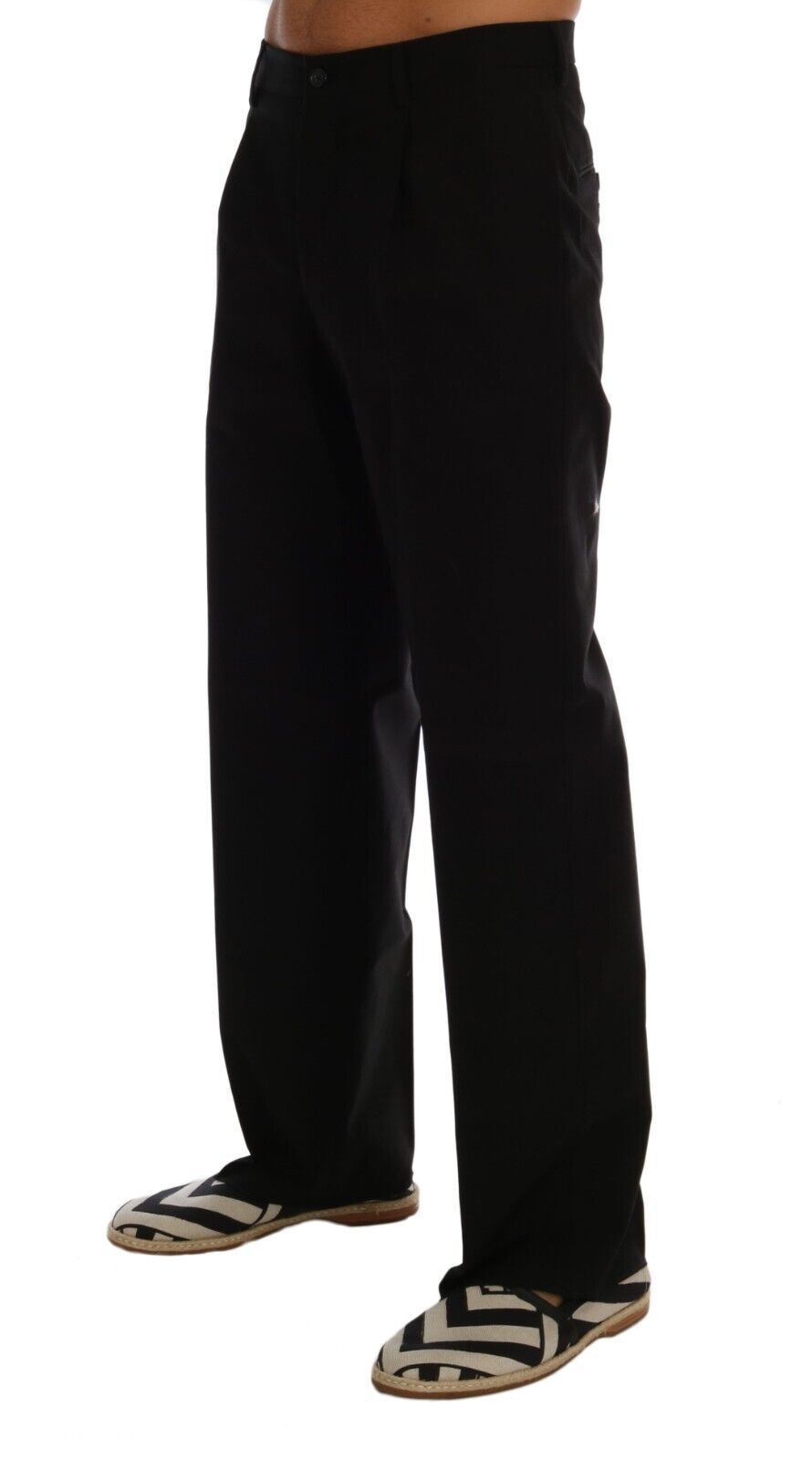 Dolce &amp; Gabbana Pantalon droit en coton noir pour homme