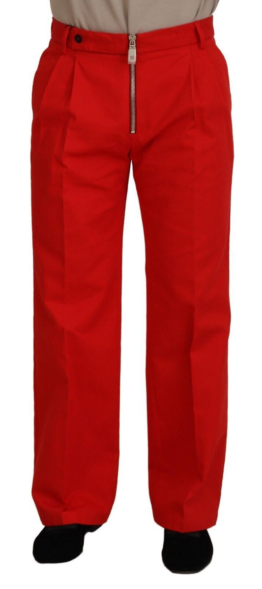 Dolce &amp; Gabbana Pantalon droit rouge en coton pour homme