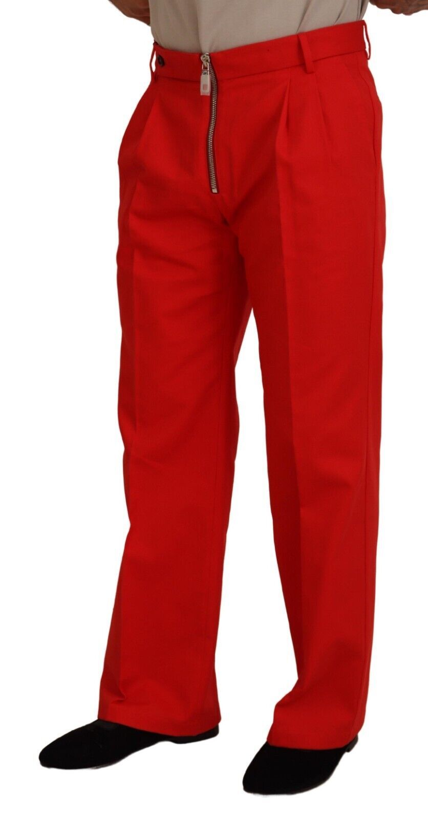 Dolce &amp; Gabbana Pantalon droit rouge en coton pour homme