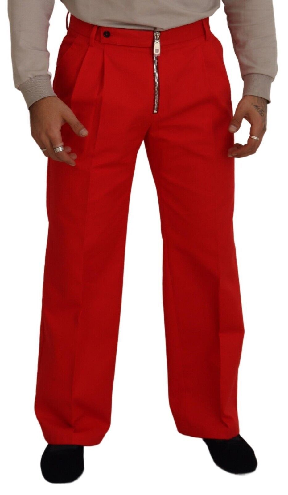 Dolce &amp; Gabbana Pantalon droit rouge en coton pour homme