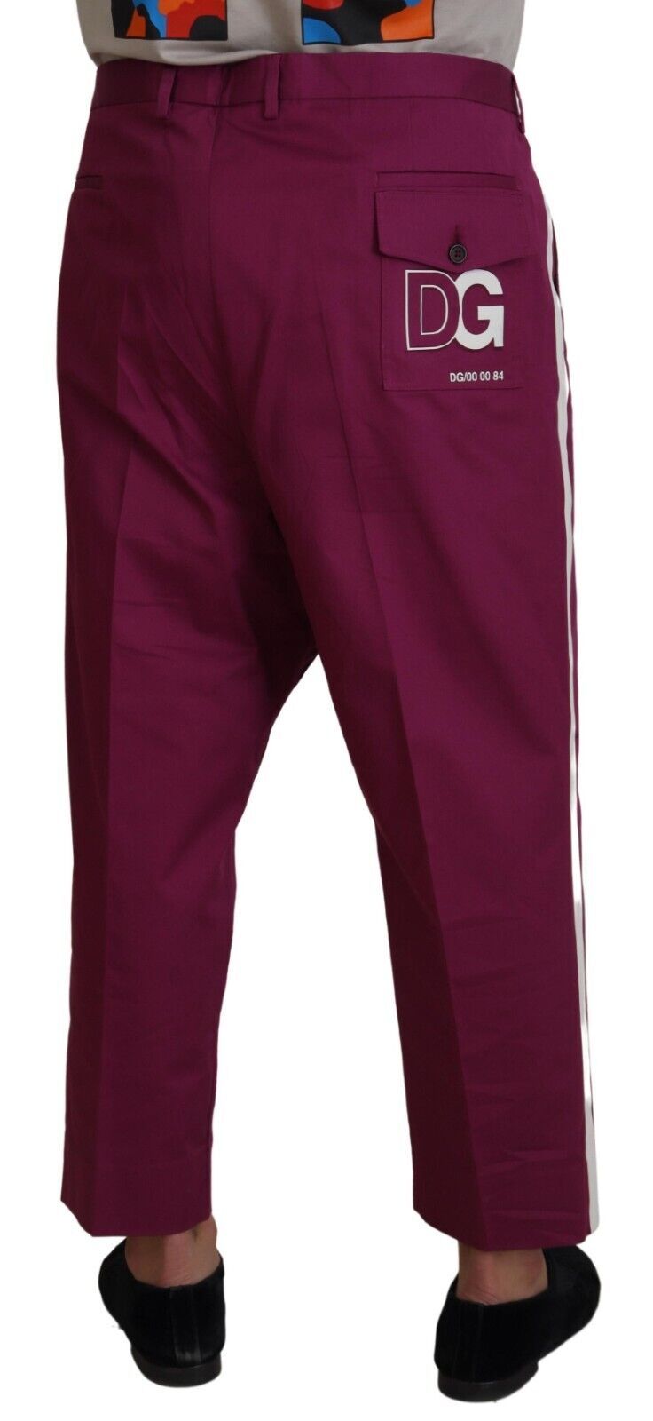 Dolce &amp; Gabbana Pantalon en coton magenta avec poche à logo DG