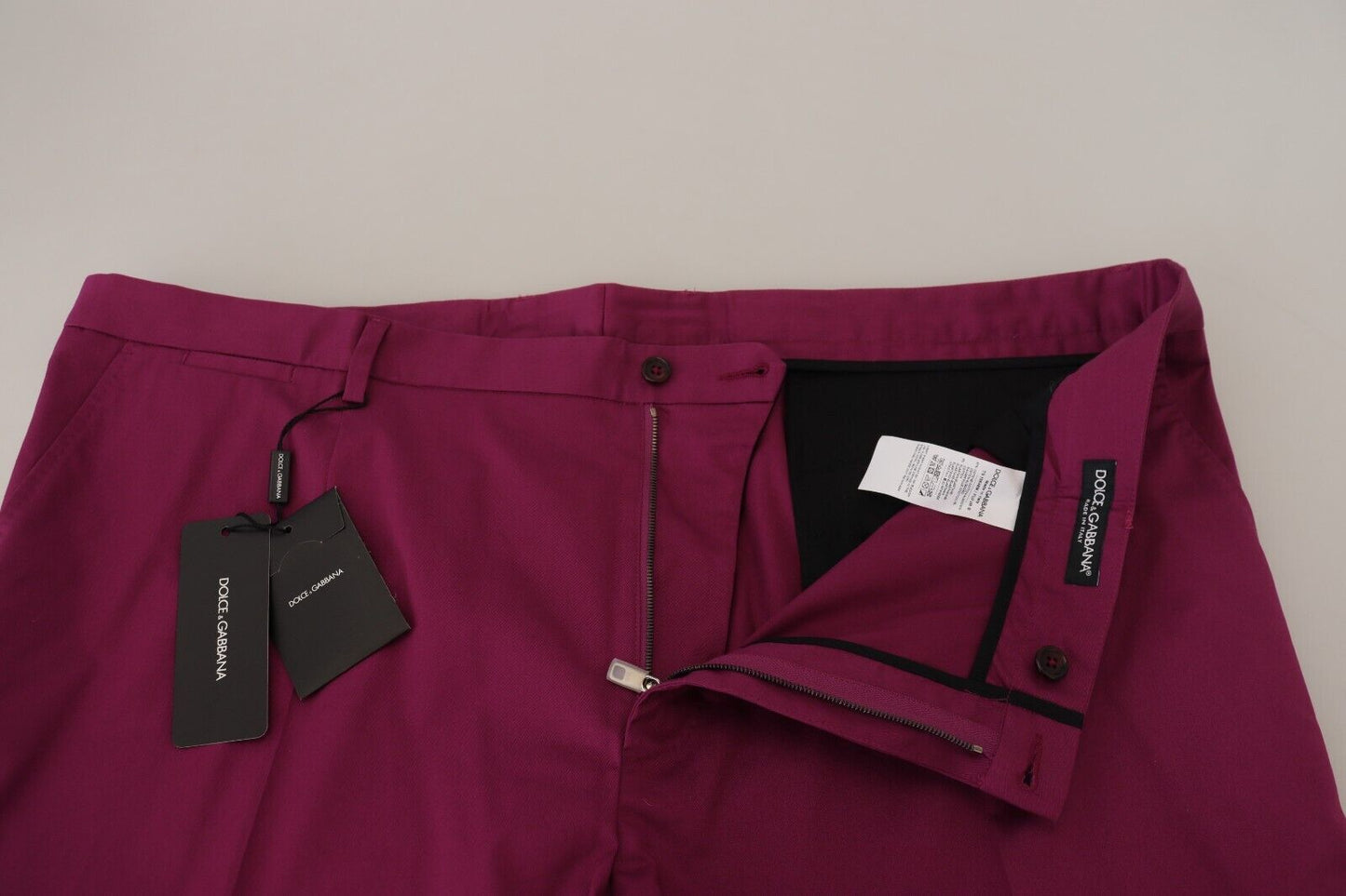 Dolce &amp; Gabbana Pantalon en coton magenta avec poche à logo DG