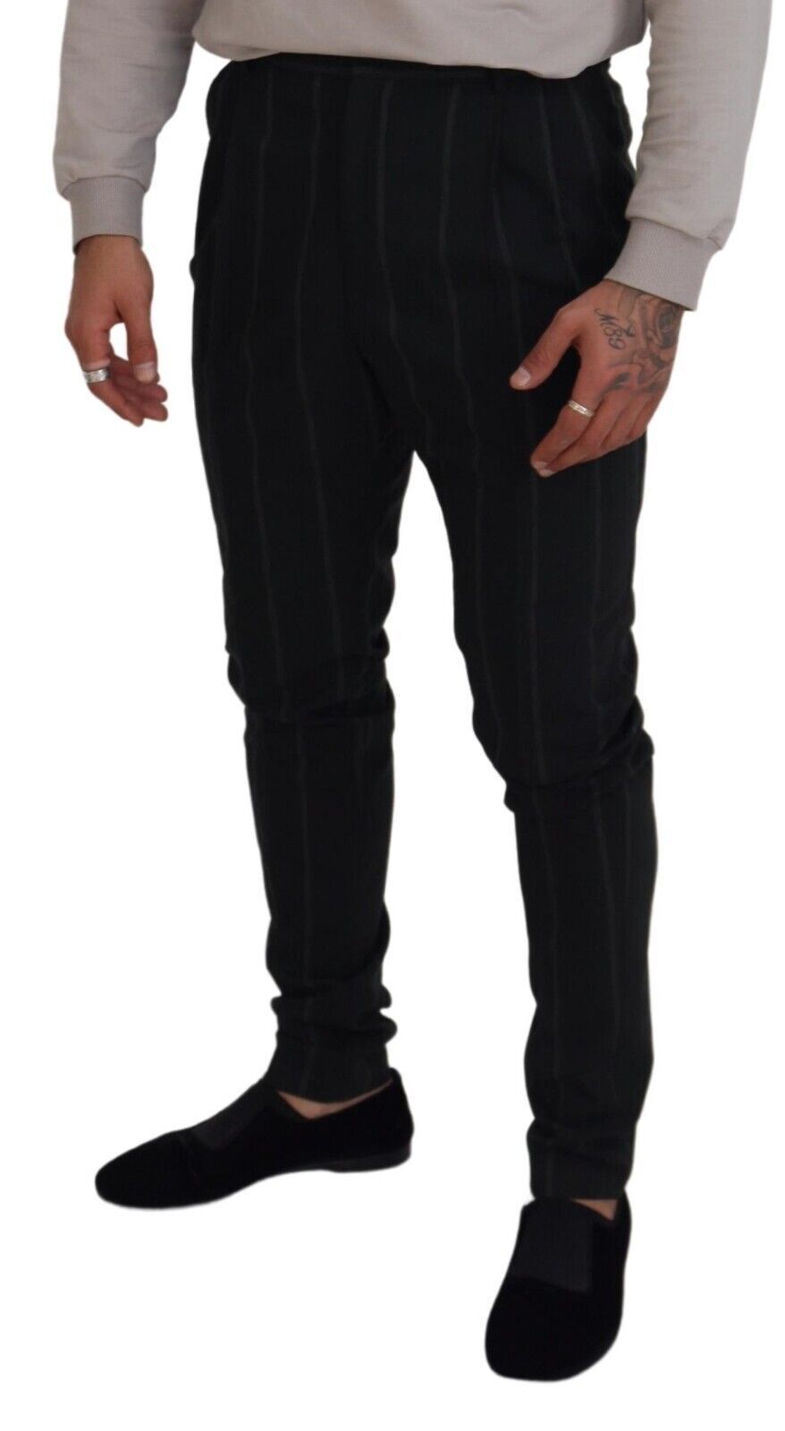 Dolce &amp; Gabbana Pantalon Homme Rayé Noir Pantalon En Coton