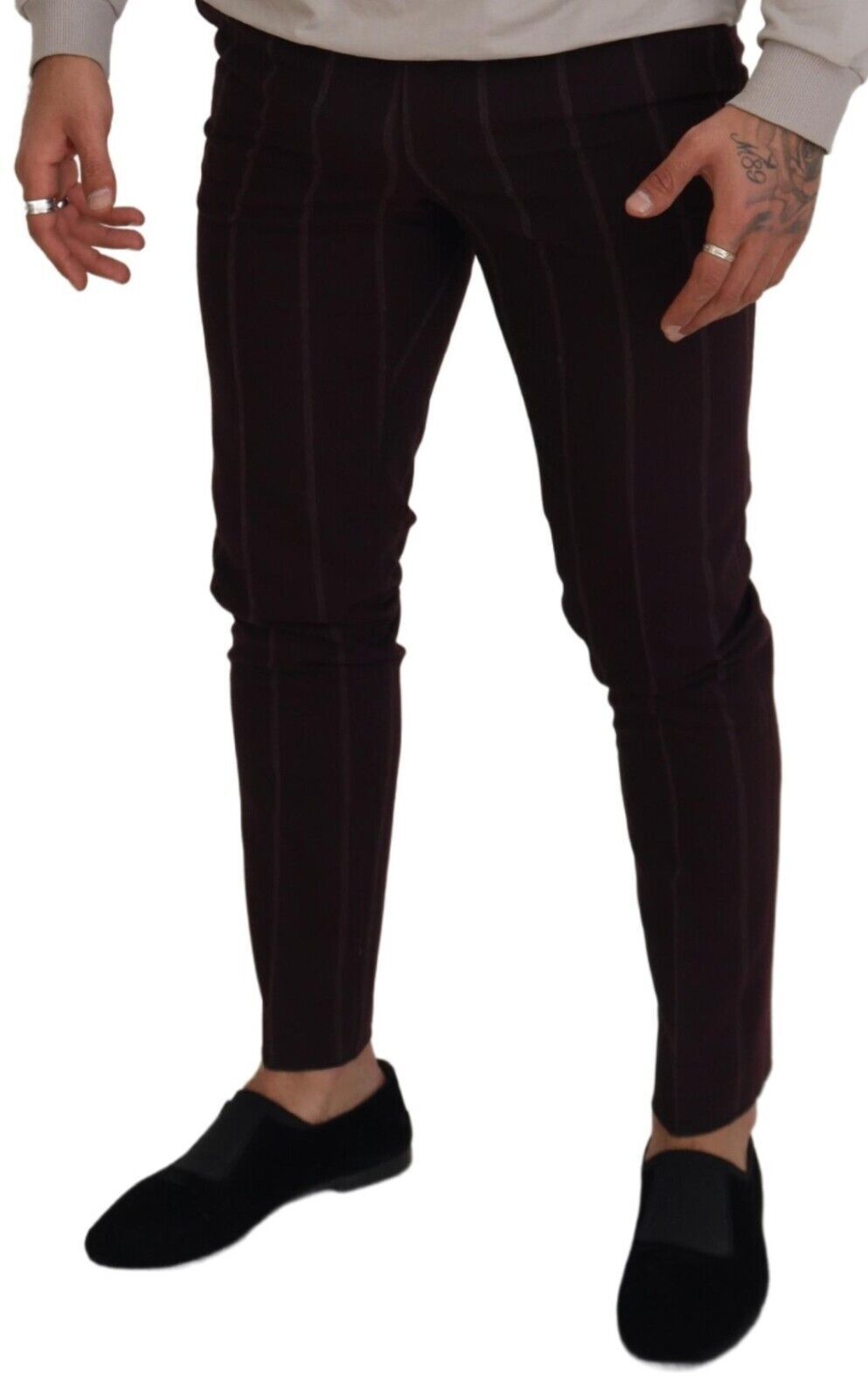 Dolce &amp; Gabbana Pantalon homme rayé marron Pantalon en coton