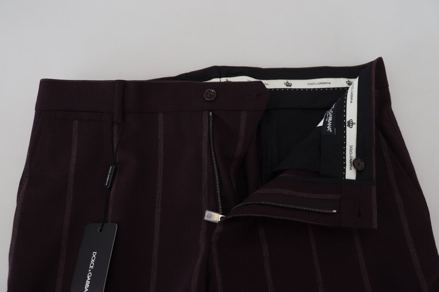 Dolce &amp; Gabbana Pantalon homme rayé marron Pantalon en coton