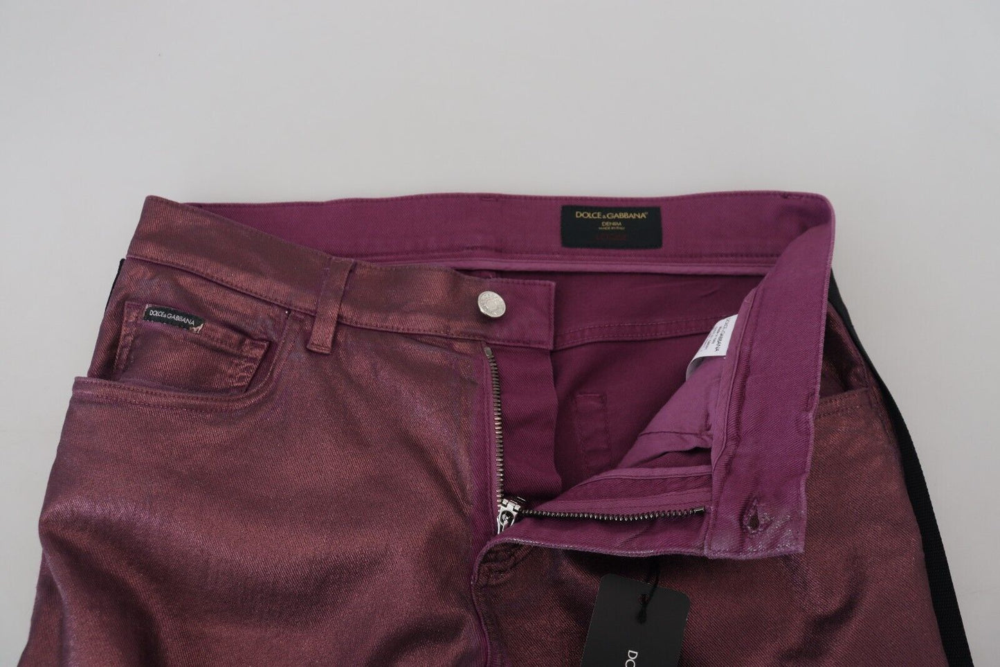 Dolce &amp; Gabbana Magenta Coton Hommes Casual Harnais Denim Jeans