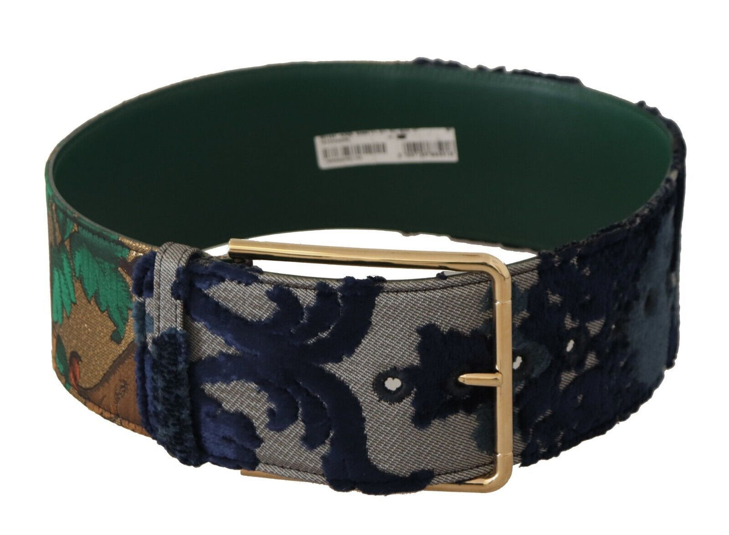 Dolce &amp; Gabbana Ceinture en cuir brodé jaquard vert en métal doré