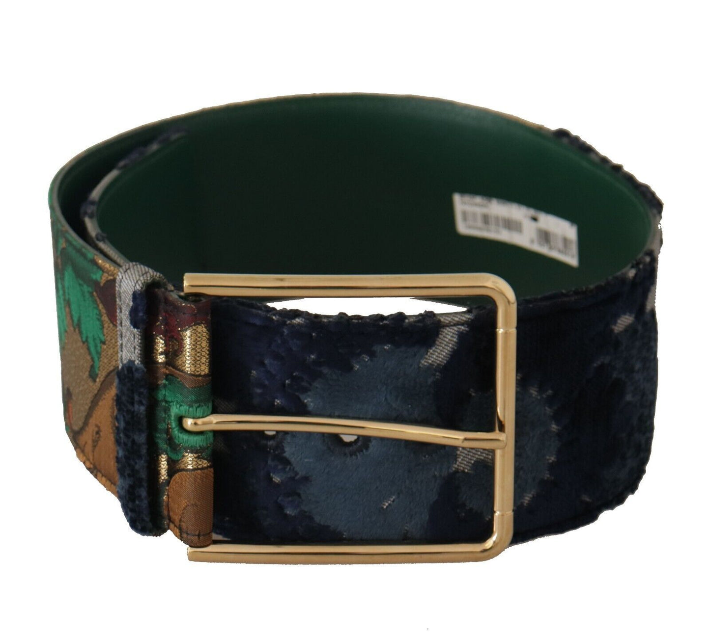 Dolce &amp; Gabbana Ceinture en cuir brodé jaquard vert en métal doré