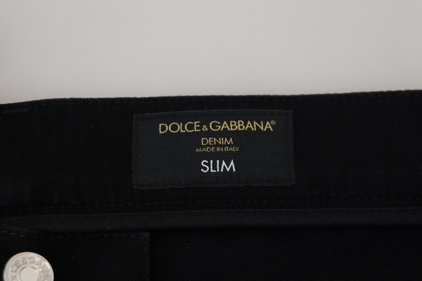 Dolce &amp; Gabbana Lässige Denim-Jeans aus Baumwolle mit schwarzer Goldstaubung